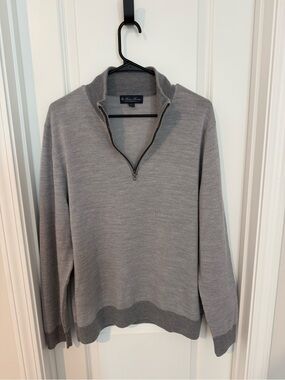 Brooks Brothers Light Gray Half-Zip Sweater